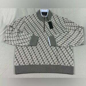 Greyson Golf Sweater Sebonack Wolf Tails Print XL Matterhorn Cashmere Wool
